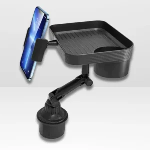 Plateau de voiture rotative à 360° avec support de téléphone et porte-gobelet intégrés