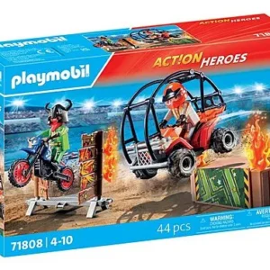 Duo de cascadeurs avec quad moto et tremplins - Action Heroes PLAYMOBIL
