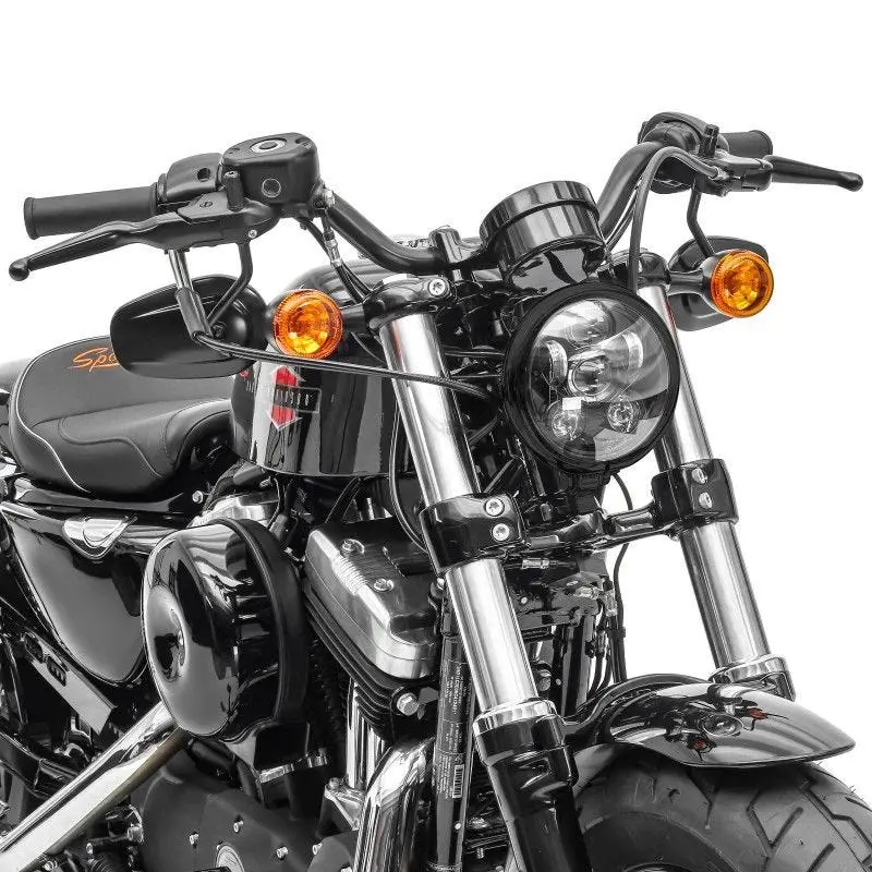 Projecteur LED moto 5,75 pouces avec Adaptateur H4-H13 compatible avec Harley Davidson noir