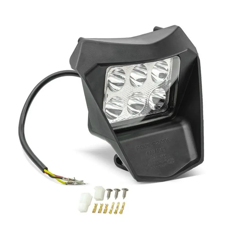 Projecteur LED moto + plaque pour Enduro XDure BK2 carenage Universel noir