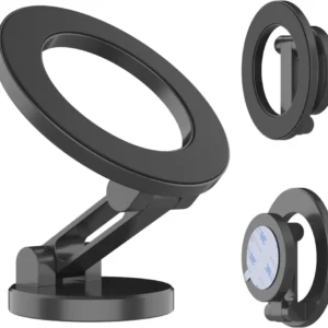 PunkCase MagnoGrip 360 | Puissant Support Téléphonique pour Voiture en Alliage d'Aluminium [Noir]
