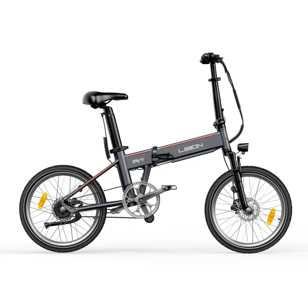 PVY Libon 36V20.4AH Vélo Électrique - Moteur 250W Batterie 36V20.4AH Freins Hydrauliques Roues 20" - Argent