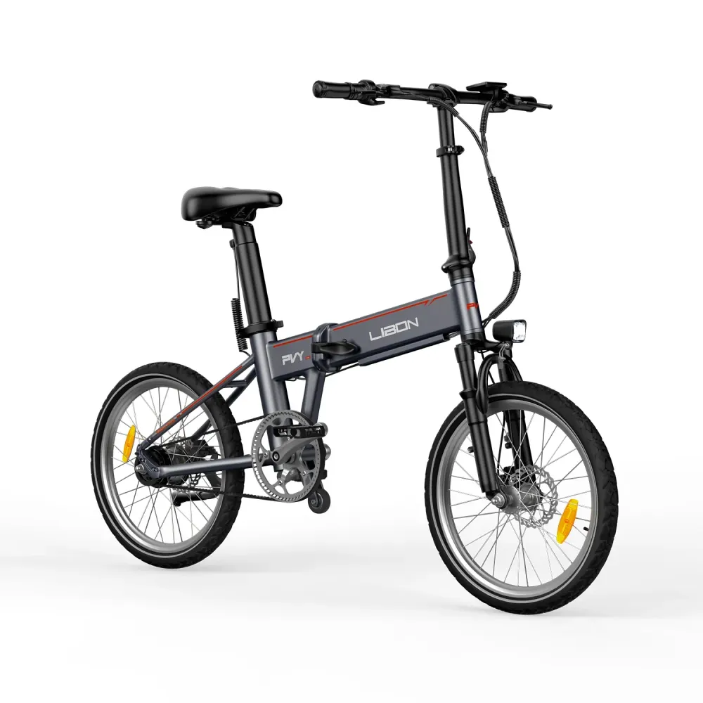 PVY Libon 36V20.4AH Vélo Électrique - Moteur 250W Batterie 36V20.4AH Freins Hydrauliques Roues 20" - Argent