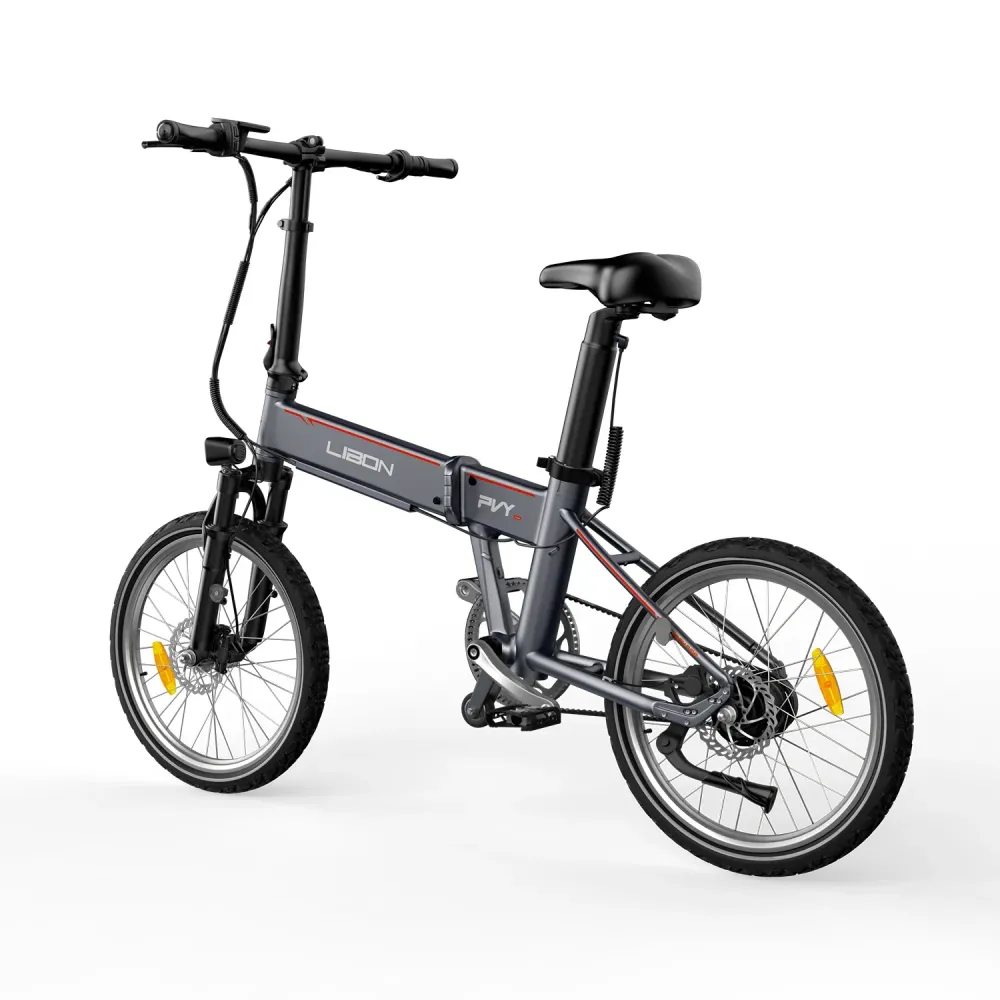 PVY Libon 36V20.4AH Vélo Électrique - Moteur 250W Batterie 36V20.4AH Freins Hydrauliques Roues 20" - Argent