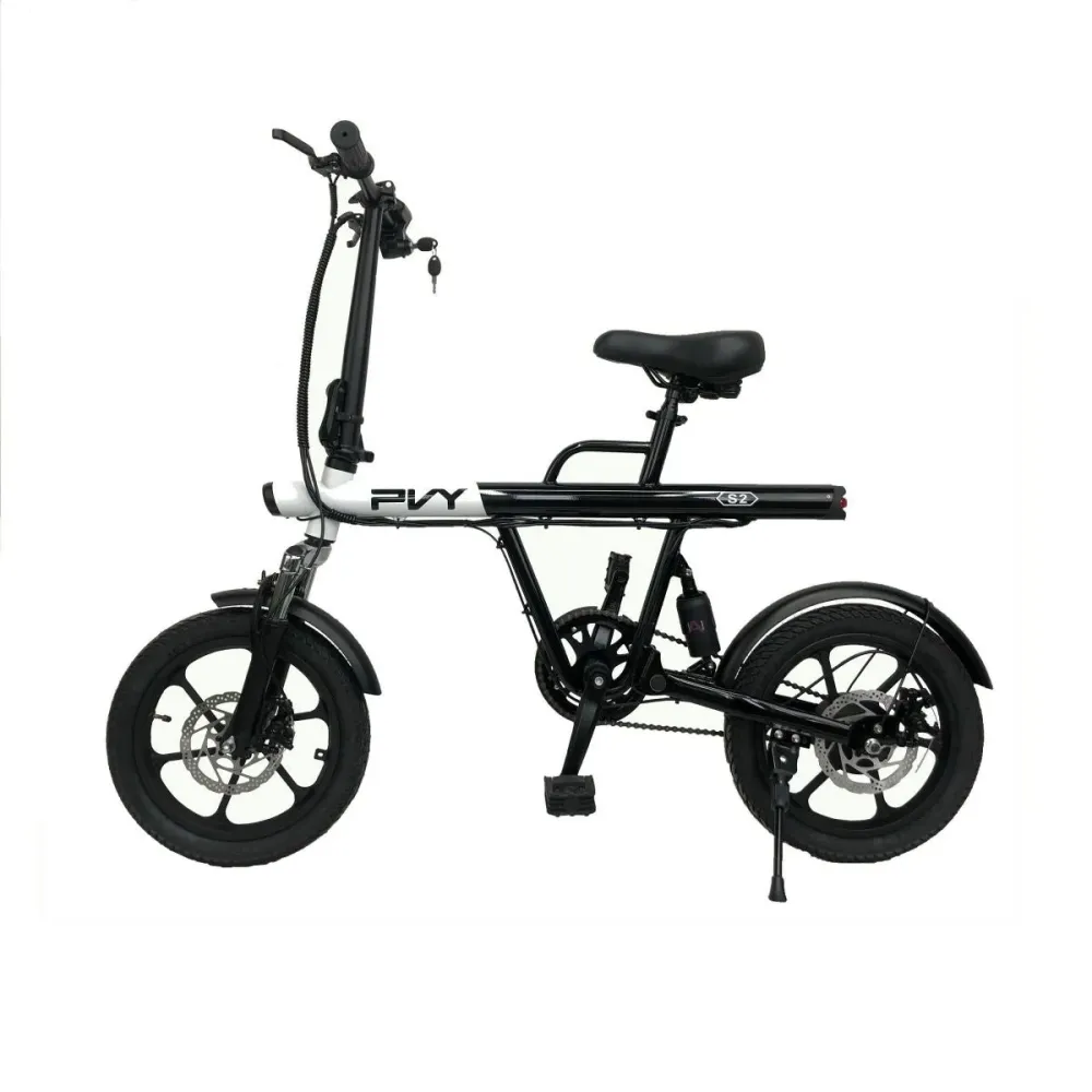 Vélo Électrique PVY S2 - Moteur 250W Batterie 36V7.5AH Freins à Disque Mécaniques 60KM Autonomie - Noir et blanc