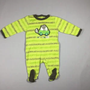 Pyjama jersey jersey vert ligné gris - voiture
