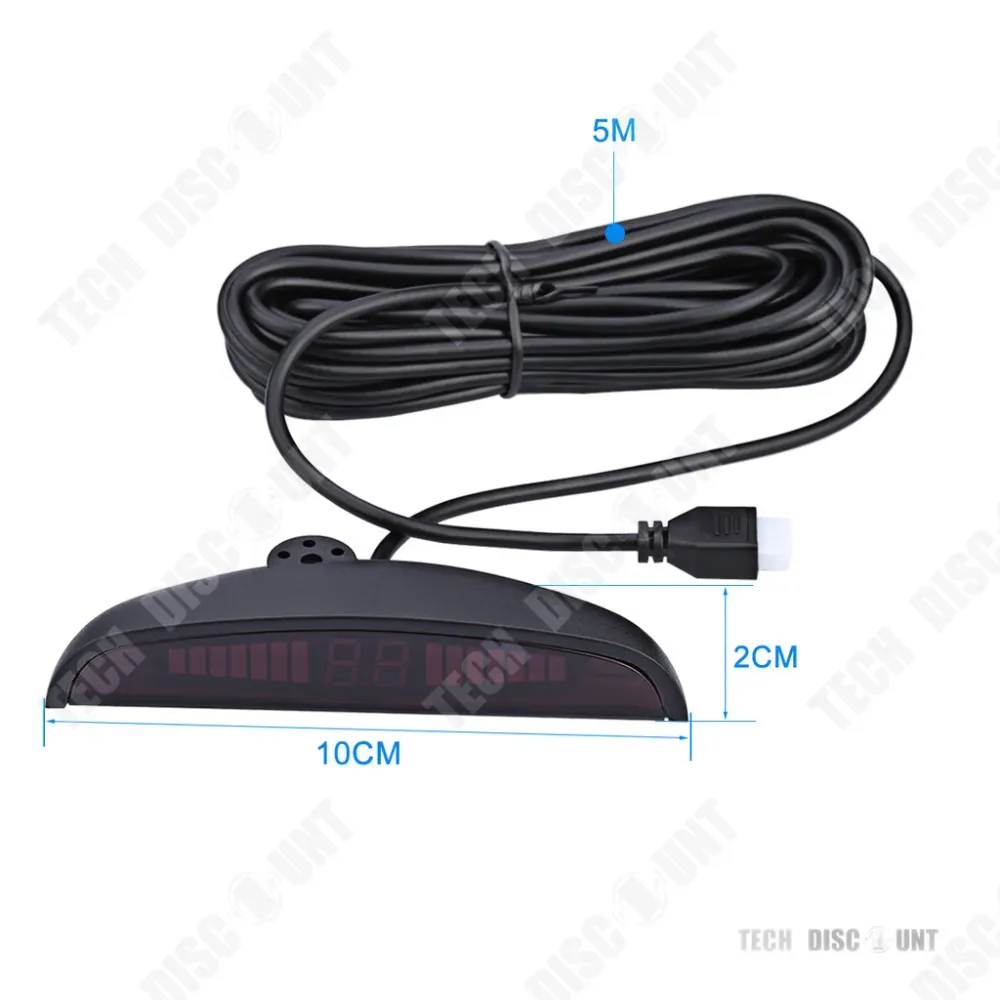 TD® Radar de recul avant arrière voiture capteur de stationnement aide système audio écran LED numérique 4 capteurs parkin...
