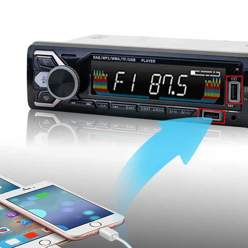 Radio de voiture bluetooth lecteur de voiture USB lecteur de carte bluetooth mains libres mp3 lecteur court musique sans p...