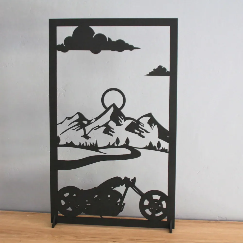 Tableau bois montagnes moto RayonLaser