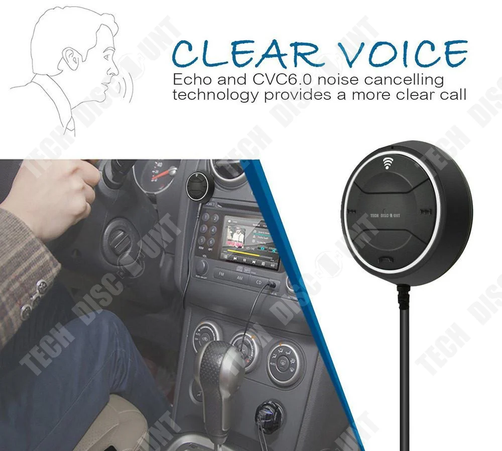 TD® Récepteur bluetooth de voiture jack USB audio kit mains libres chargeur stéréo téléphones conduite transmetteur musiqu...