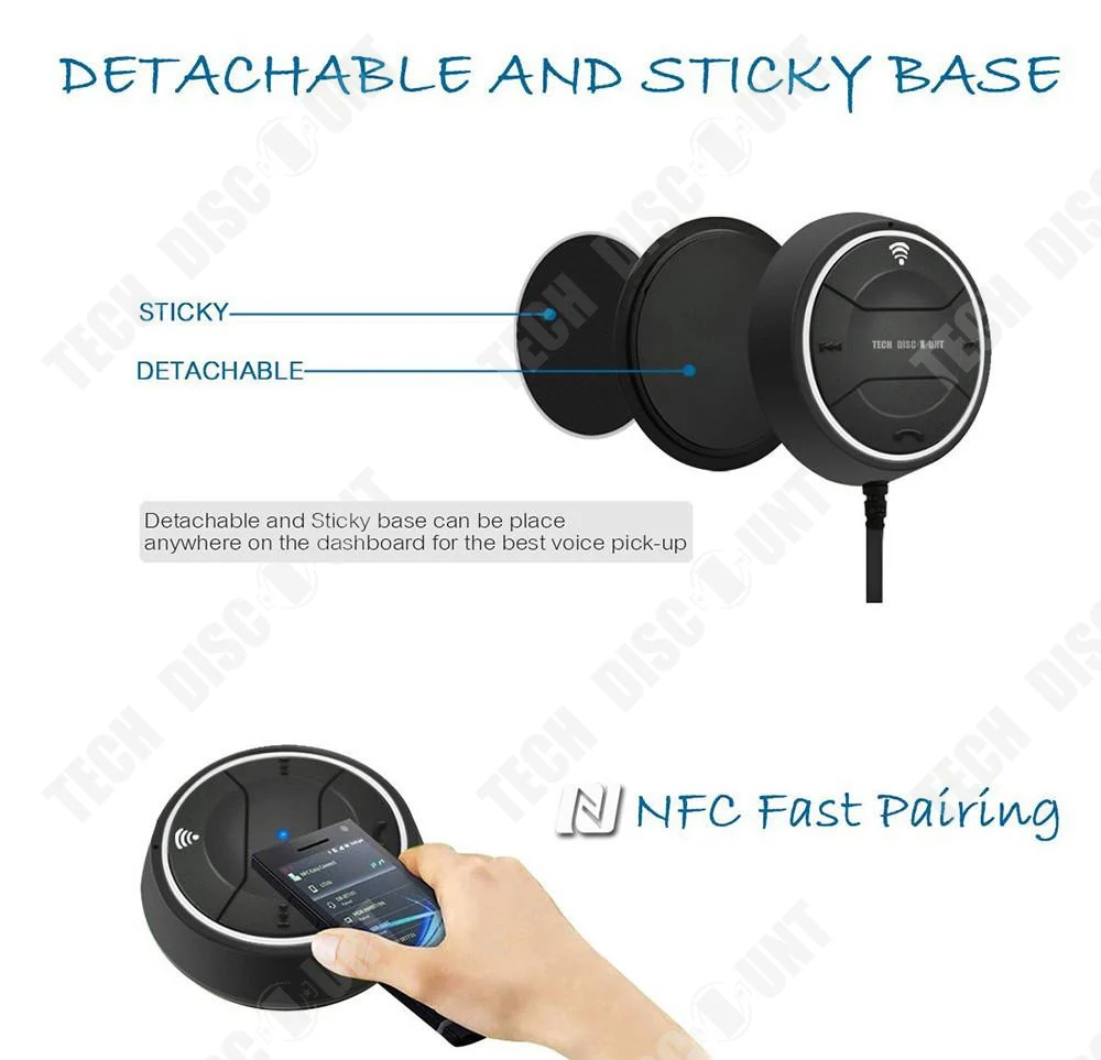 TD® Récepteur bluetooth de voiture jack USB audio kit mains libres chargeur stéréo téléphones conduite transmetteur musiqu...