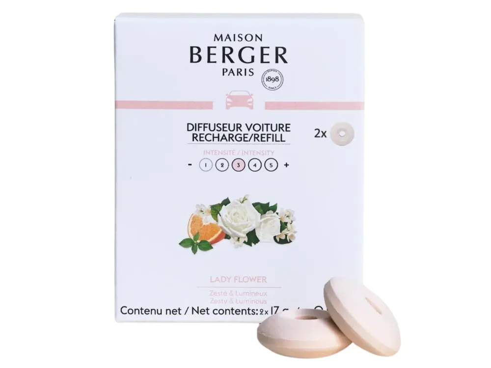 Recharge parfum voiture Maison Berger - Parfum voiture - Lady Flower - 2 pièces