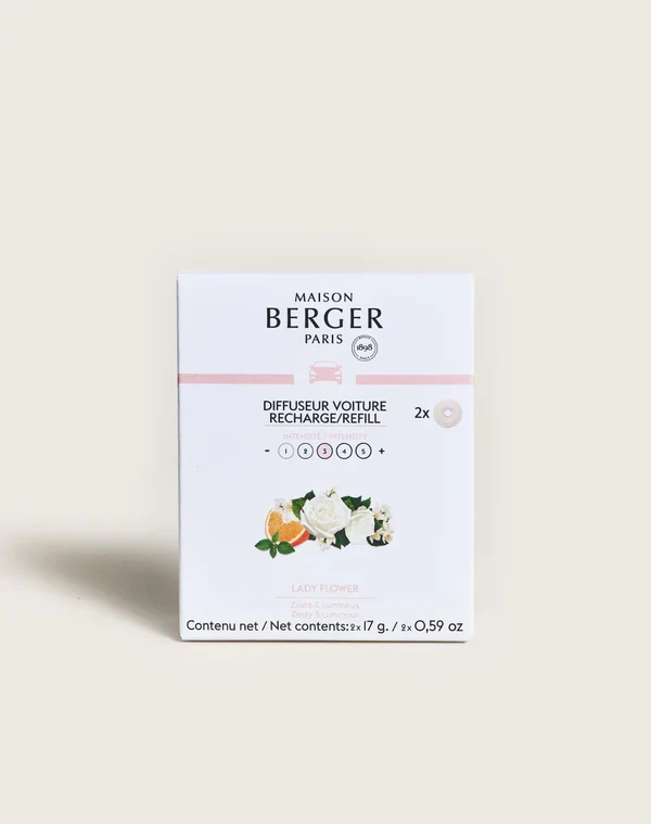 Recharge parfum voiture Maison Berger - Parfum voiture - Lady Flower - 2 pièces