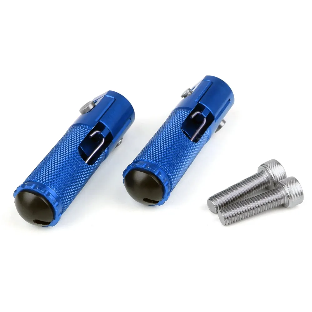 Repose-pieds pliants CNC, ensemble arrière de repose-pieds de course pour moto universelle bleue