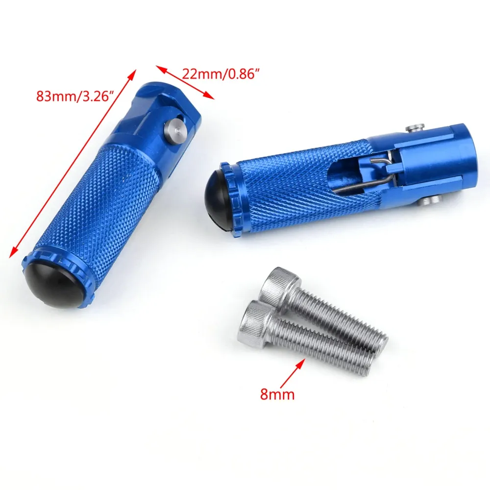 Repose-pieds pliants CNC, ensemble arrière de repose-pieds de course pour moto universelle bleue