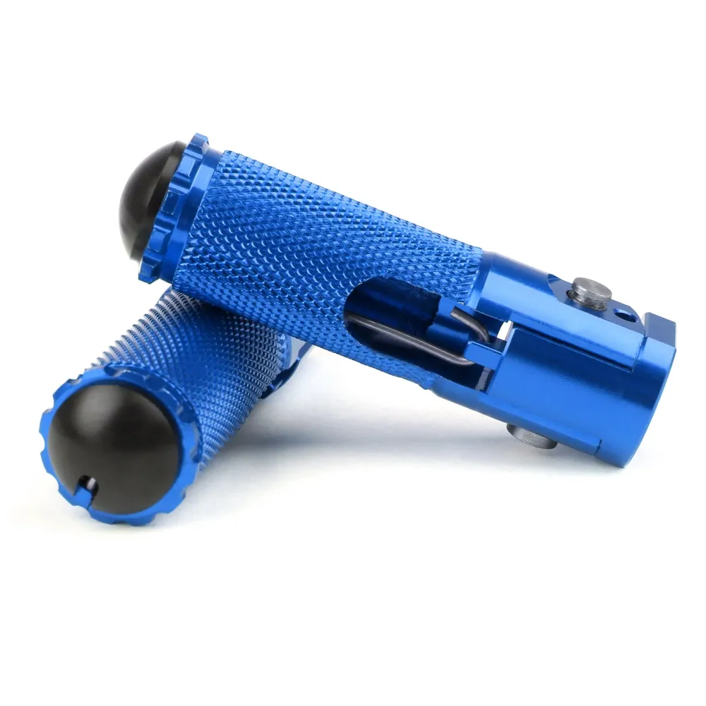 Repose-pieds pliants CNC, ensemble arrière de repose-pieds de course pour moto universelle bleue