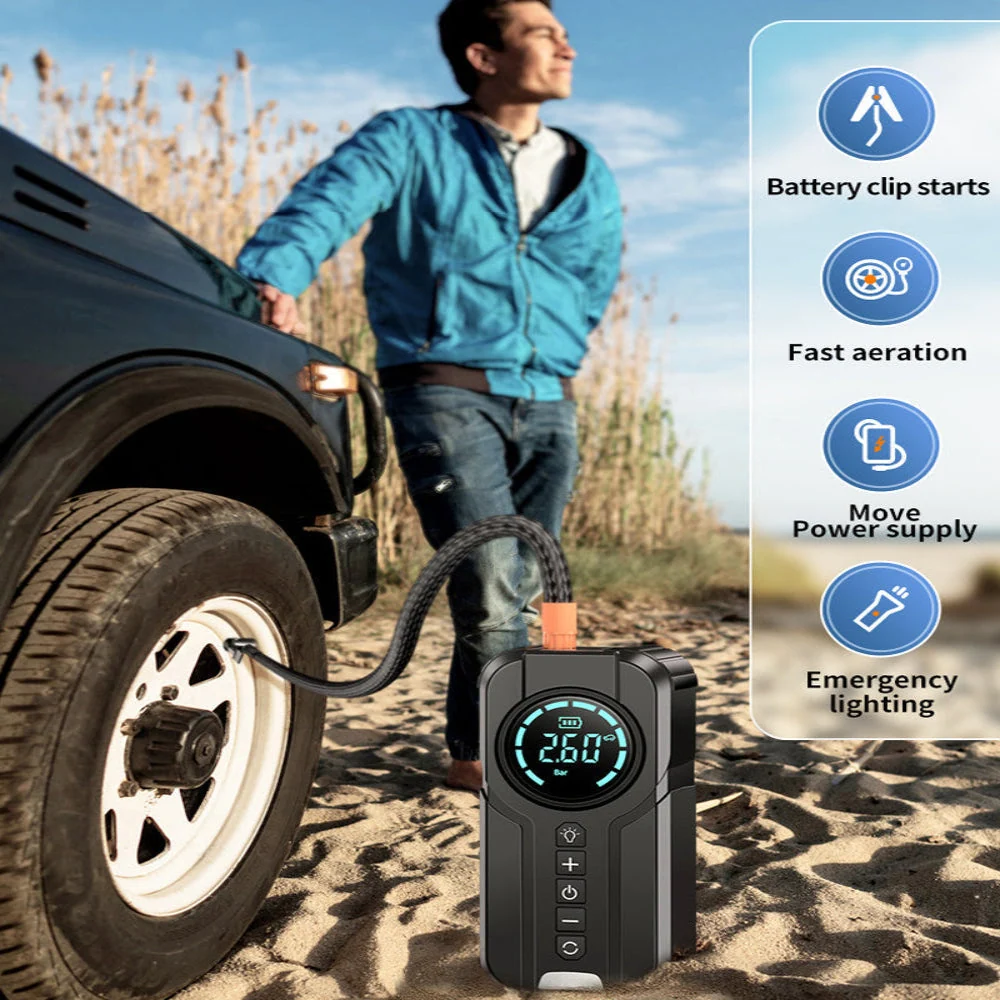 Démarreur de batterie pour voiture compacte avec pompe à air et lumière LED RetrosNJerseys