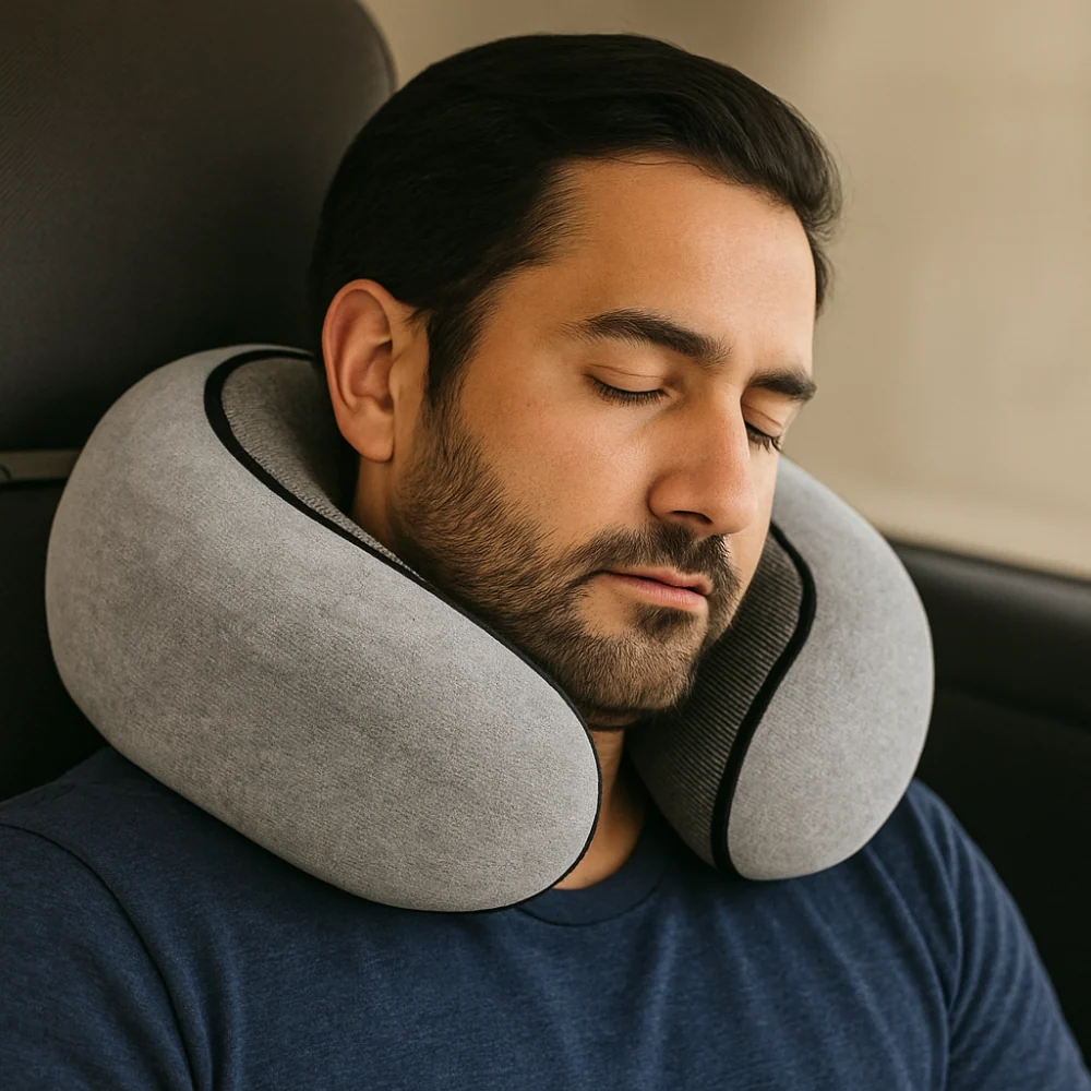 Oreiller de voyage ergonomique en mousse à mémoire de forme pour avion et voiture RetrosNJerseys