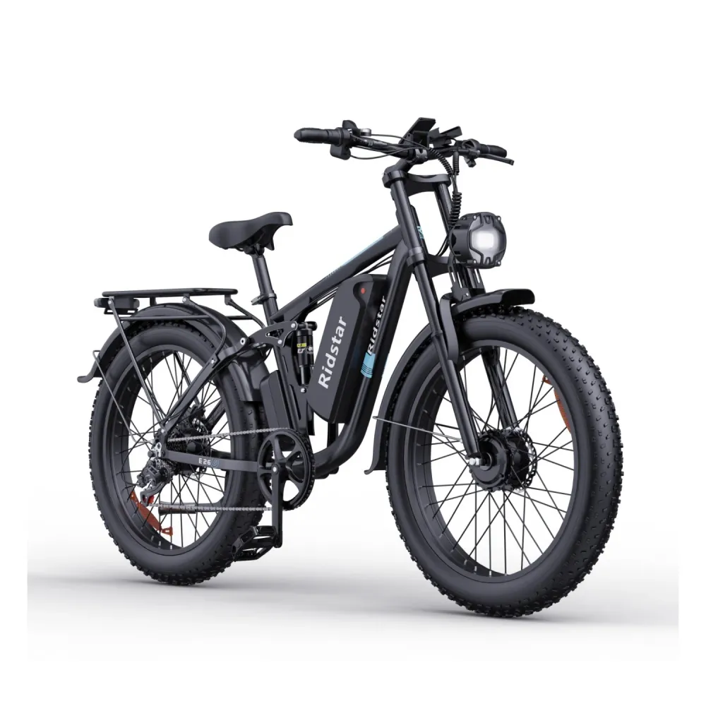 Vélo Électrique Ridstar E26 Pro - Dual Moteurs 500W*2 Batterie 48V23Ah Pneus 26" Frein à Disque d'huile Hydraulique - Noir