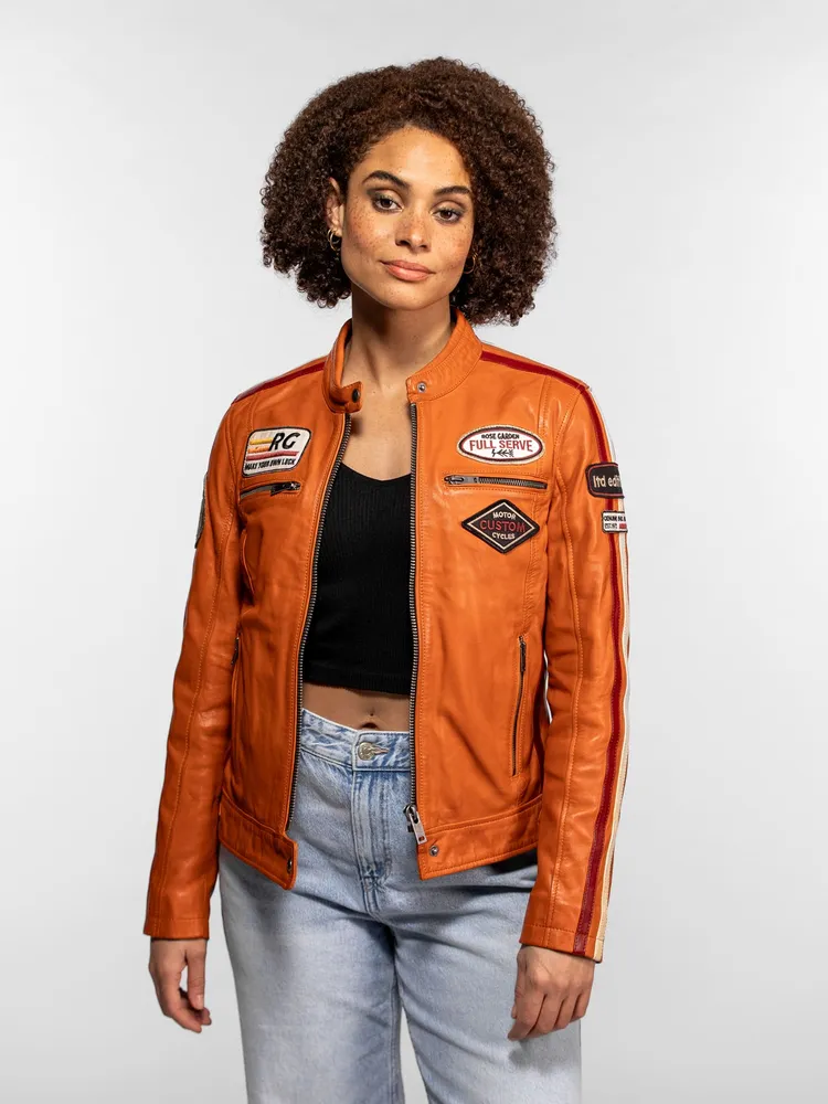 Christina - Blouson cuir moto femme ROSE GARDEN
