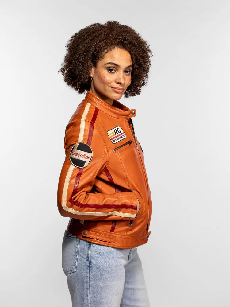 Christina - Blouson cuir moto femme ROSE GARDEN