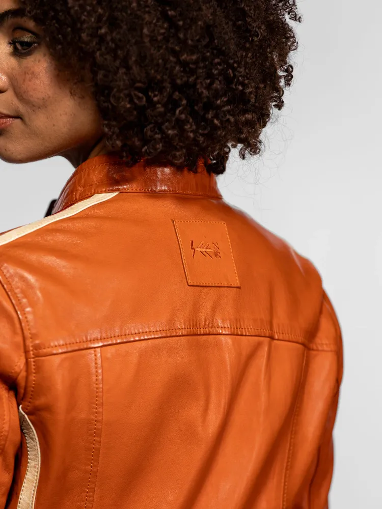Christina - Blouson cuir moto femme ROSE GARDEN