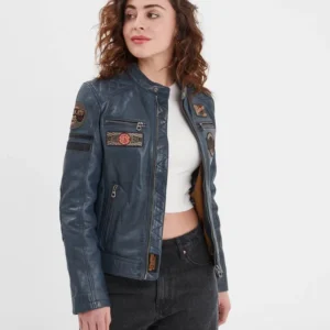 Walkora - Blouson moto vintage femme ROSE GARDEN