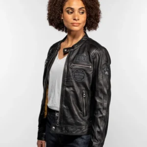 Wartburgin - Blouson moto vintage femme ROSE GARDEN