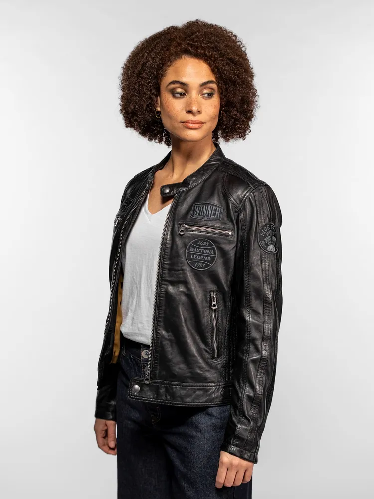 Wartburgin - Blouson moto vintage femme ROSE GARDEN