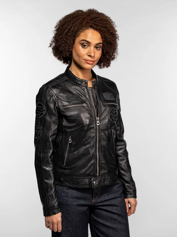 Wartburgin - Blouson moto vintage femme ROSE GARDEN