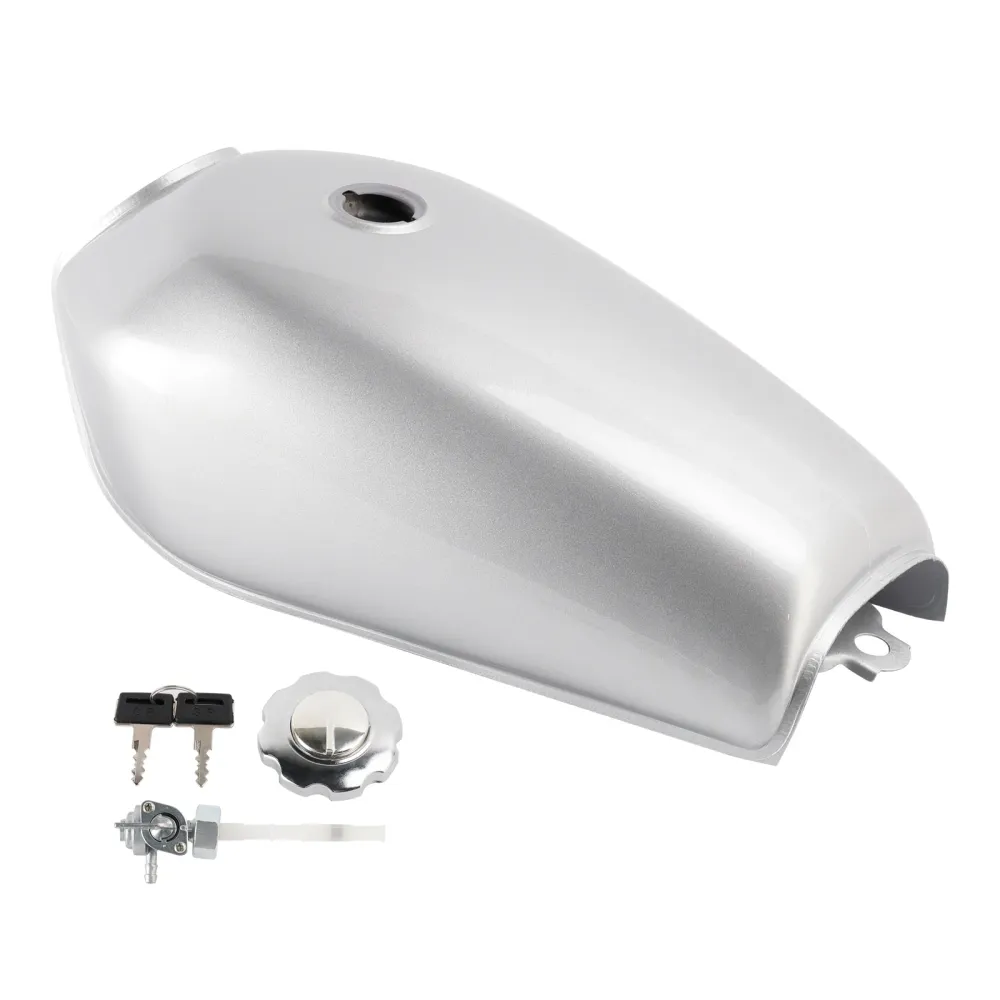 Réservoir d'essence Silver Cafe Racer, carburant de moto rétro classique pour Bobber Scrambler