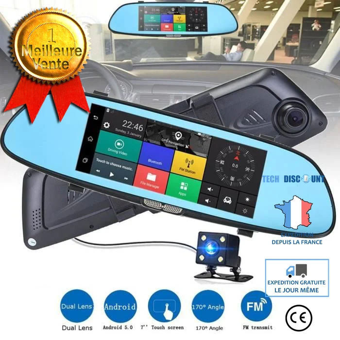 TD® Rétroviseur HD 1080 P 7 pouces Tactile vidéo enregistreur G-capteur - caméra DVR-Accessoire de voiture pour stationnement