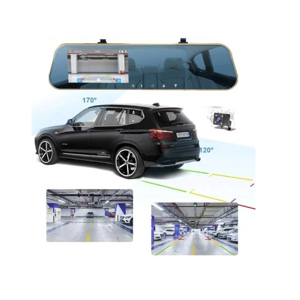 Rétroviseur avec caméra de voiture avec écran LCD de 4,3 pouces et enregistreur
