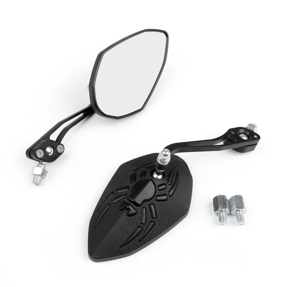 Rétroviseurs latéraux universels pour Moto, 8mm, 10mm, Spider ajustés, noirs, génériques