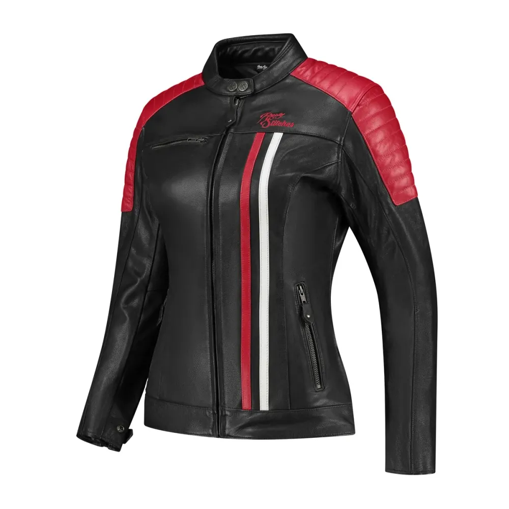Blouson de moto femme - Jack Alice noir et rouge RUSTY STITCHES