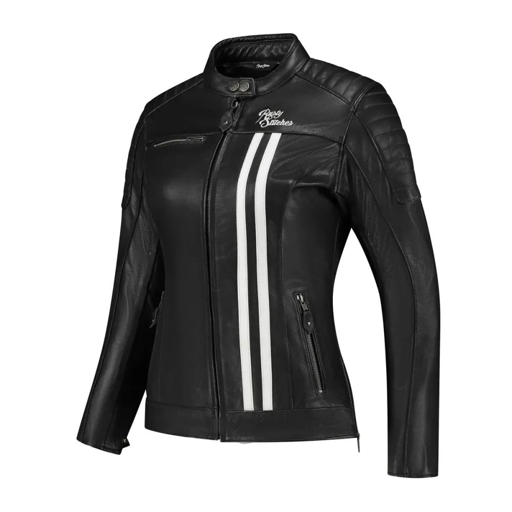 Blouson de moto femme - Jack Alice noir et blanc RUSTY STITCHES