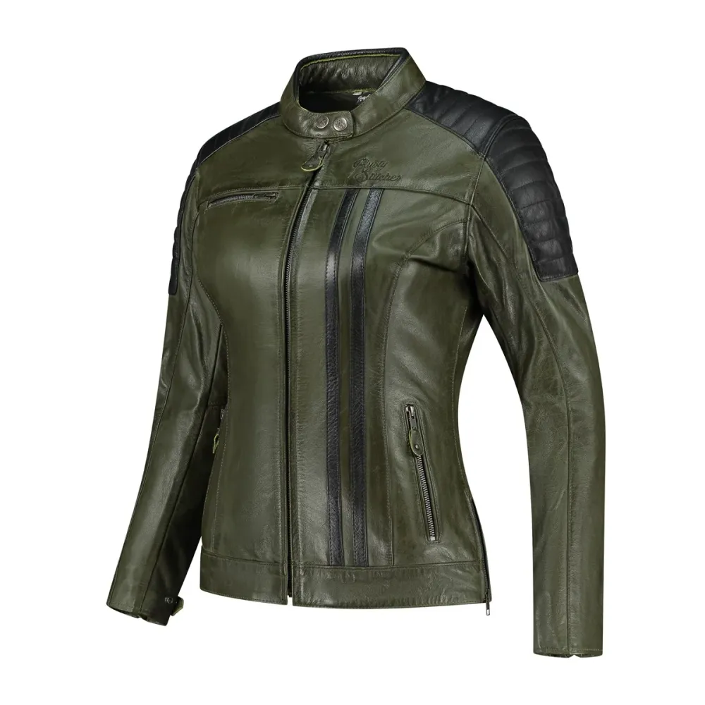 Blouson de moto femme - Jack Alice vert RUSTY STITCHES