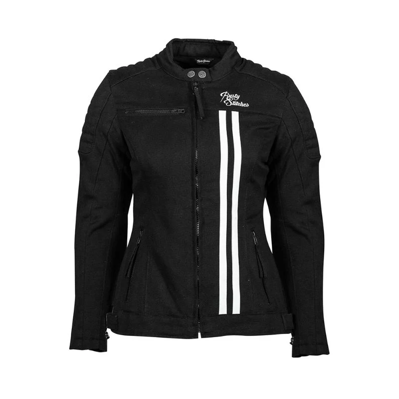 Blouson de moto femme - Jack Lauren V2 noir et blanc RUSTY STITCHES