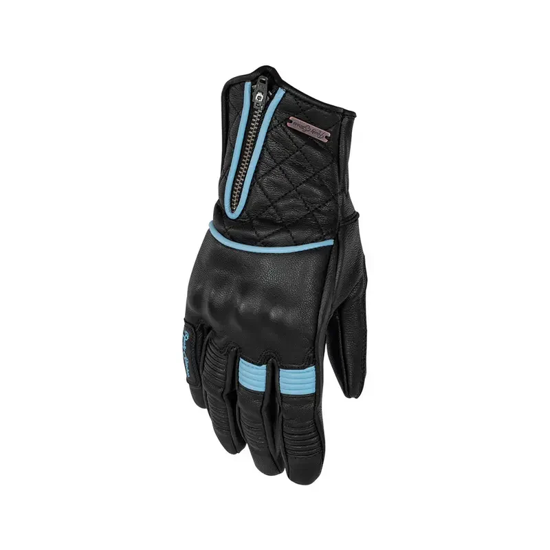 Gants moto été femme - Lilly noir et bleu RUSTY STITCHES