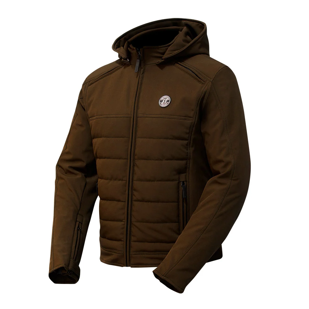 Blouson de moto homme - Softshell marron S-LINE