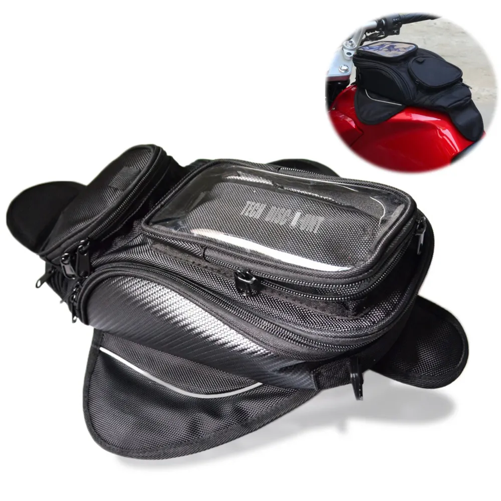 TD® Sac de réservoir de carburant noir pour moto grand écran sac de voyage étanche sac étanche pour moto sac magnétique sa...