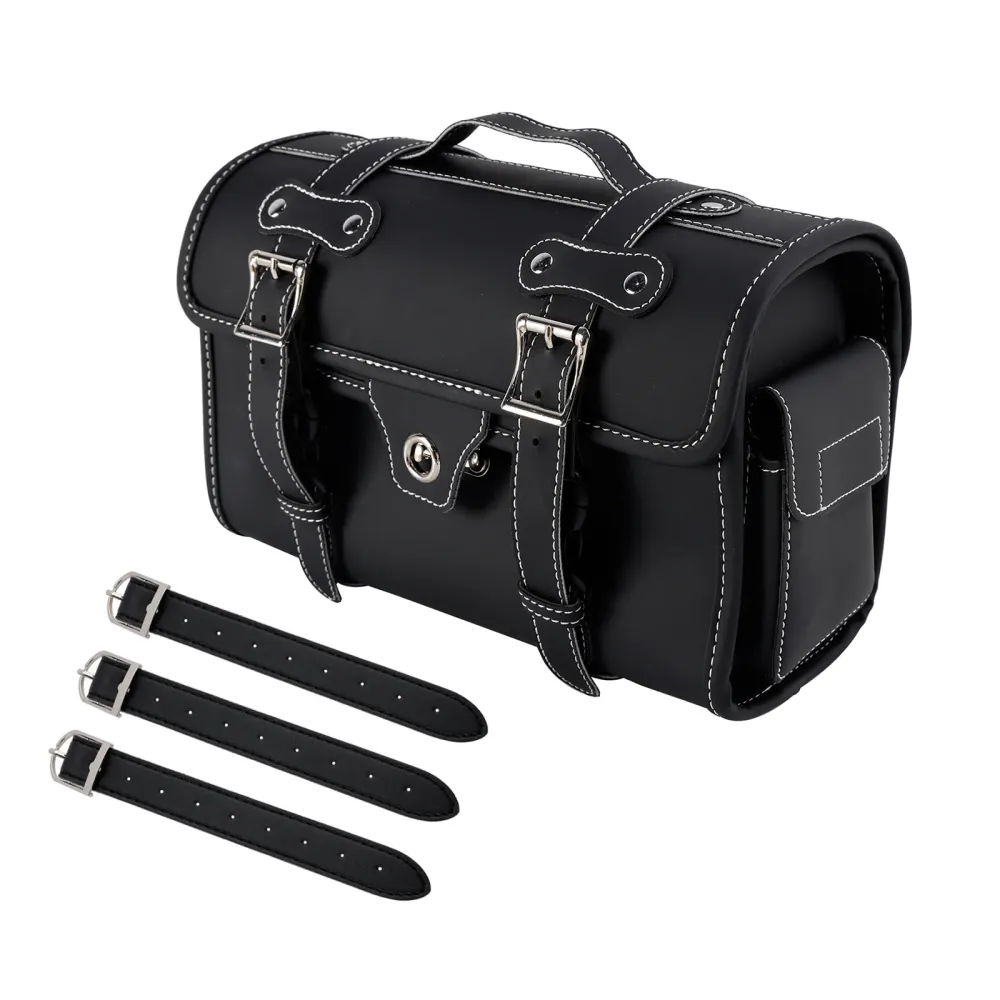 Sacoche de selle universelle, sac de rangement latéral, sacoche de bagage Pu pour moto noir