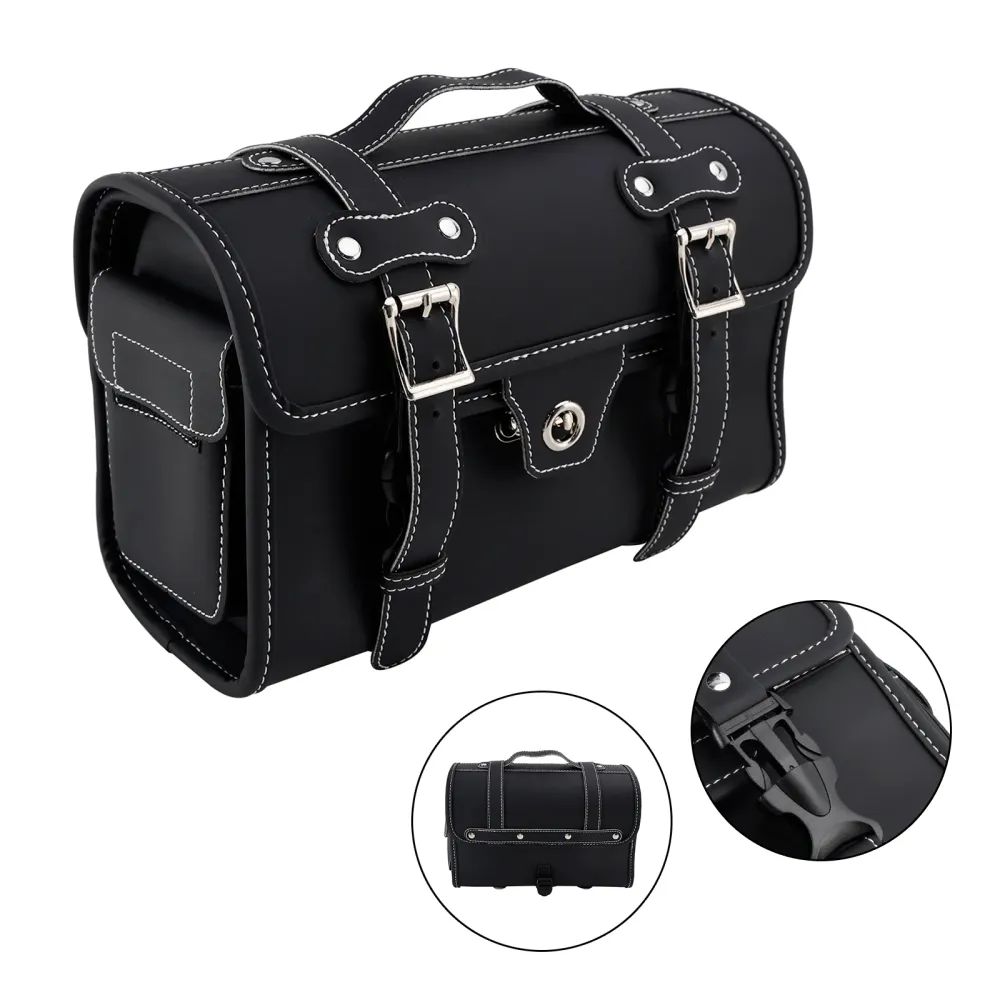 Sacoche de selle universelle, sac de rangement latéral, sacoche de bagage Pu pour moto noir