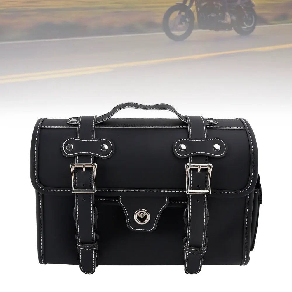 Sacoche de selle universelle, sac de rangement latéral, sacoche de bagage Pu pour moto noir