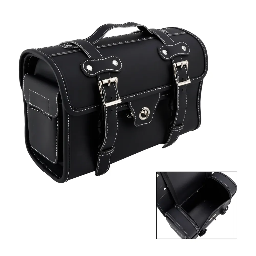 Sacoche de selle universelle, sac de rangement latéral, sacoche de bagage Pu pour moto noir