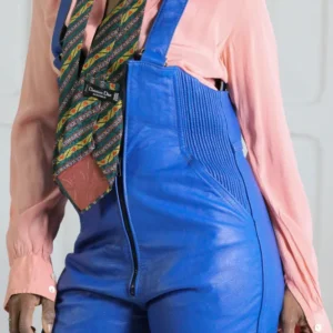 Salopette moto en cuir bleu