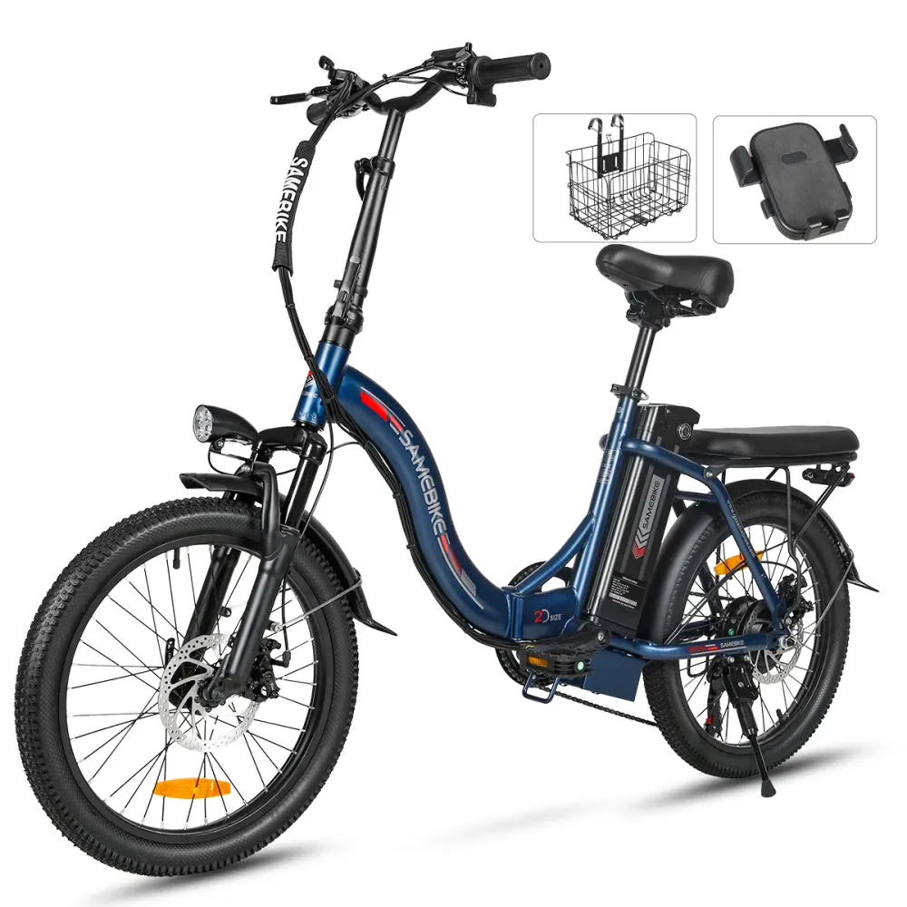 Vélo électrique SAMEBIKE CY20 FT - moteur 350W batterie 36V13AH autonomie 35KM autonomie freins à disque mécaniques - Bleu...