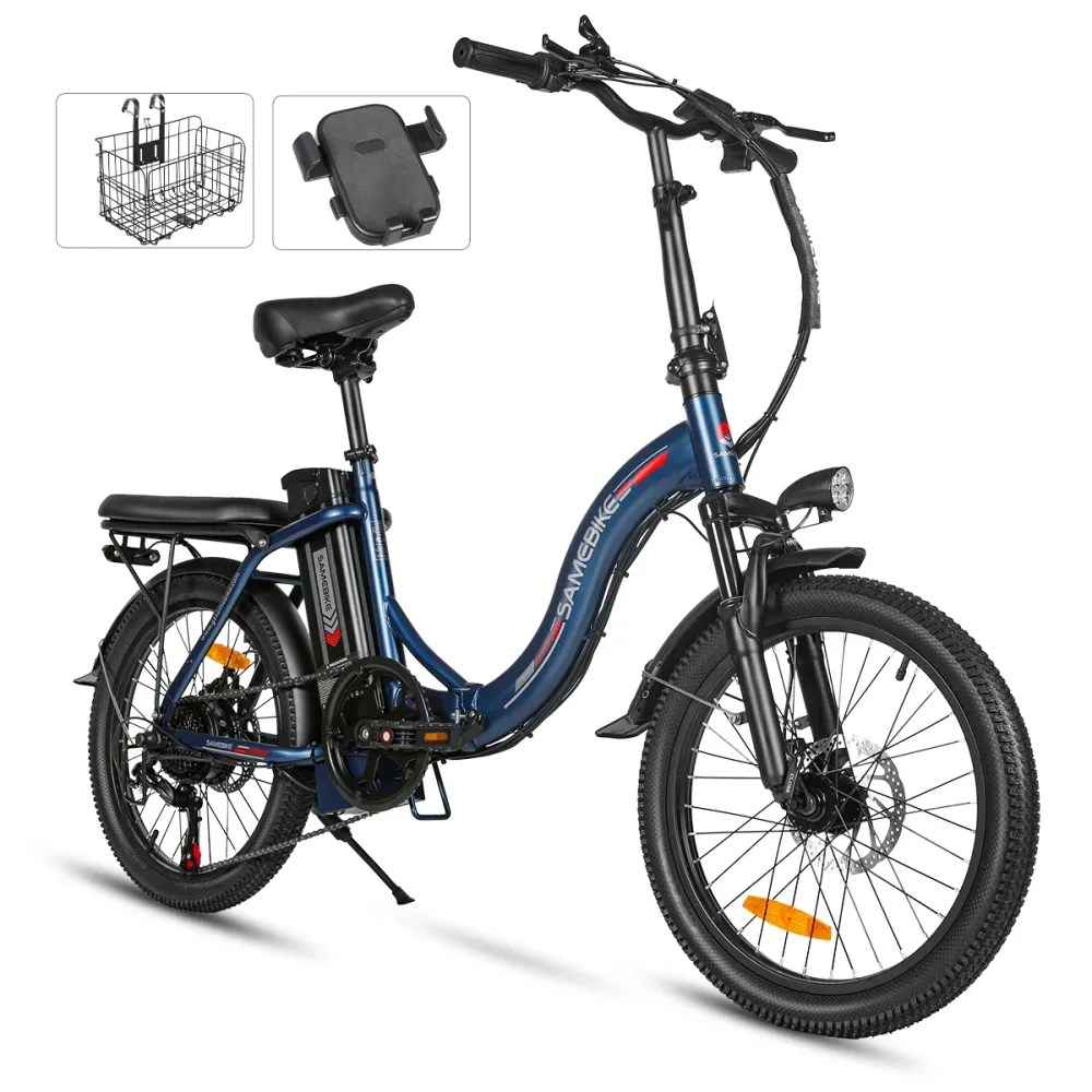 Vélo électrique SAMEBIKE CY20 FT - moteur 350W batterie 36V13AH autonomie 35KM autonomie freins à disque mécaniques - Bleu...