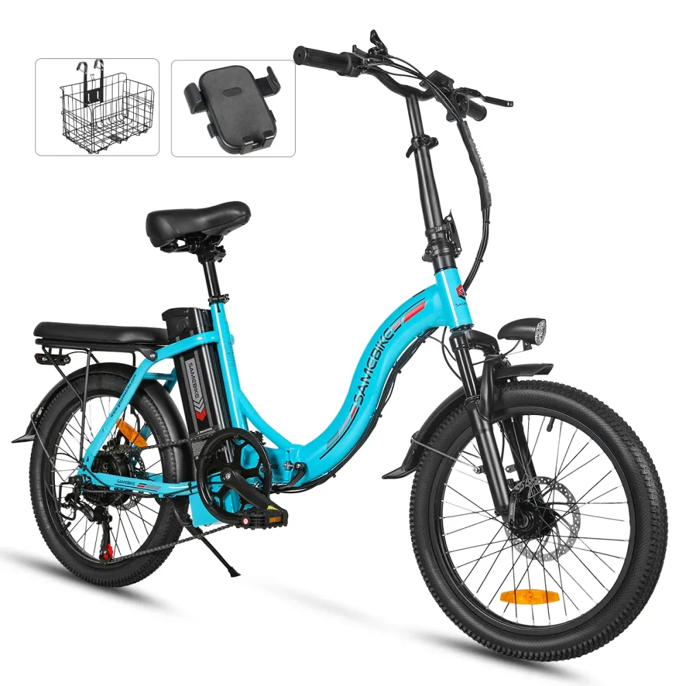 Vélo électrique SAMEBIKE CY20 FT - moteur 350W batterie 36V13AH autonomie 35KM autonomie freins à disque mécaniques - Bleu...
