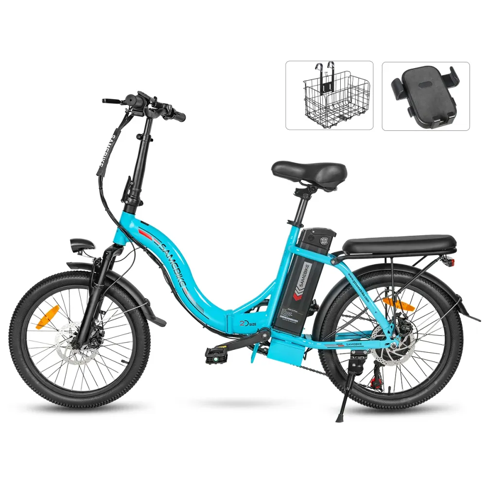 Vélo électrique SAMEBIKE CY20 FT - moteur 350W batterie 36V13AH autonomie 35KM autonomie freins à disque mécaniques - Bleu...